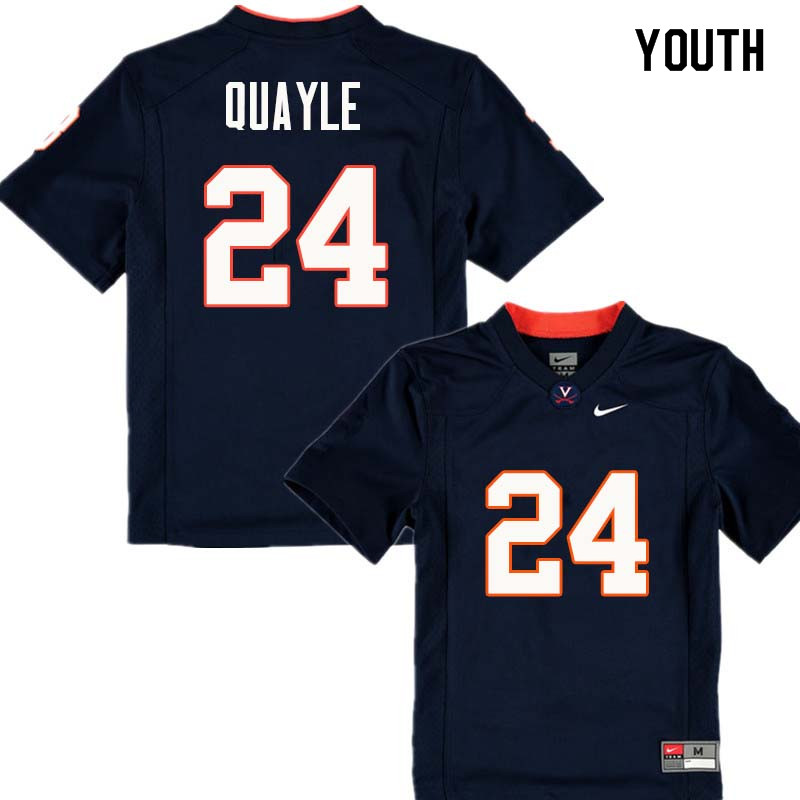 Youth #24 Frank Quayle Virginia Cavaliers College Football Jerseys Sale-Navy - Click Image to Close